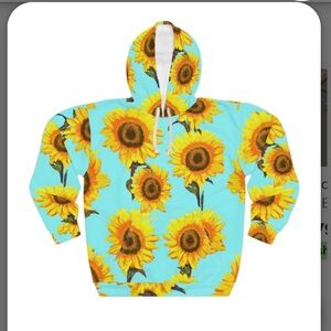 DEREK HEART Yellow Sunflower Crewneck Hoodie Top NWOT